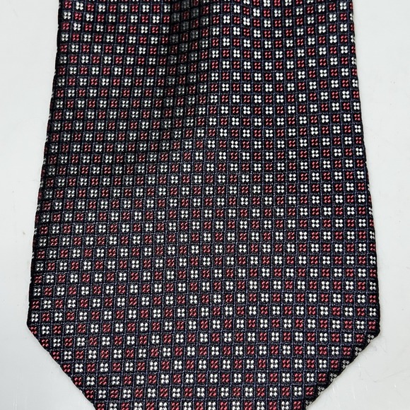Vintage Lauren Ralph Lauren Silk Neck Tie Geometric Pattern Red Blue Made in USA - Picture 3 of 6